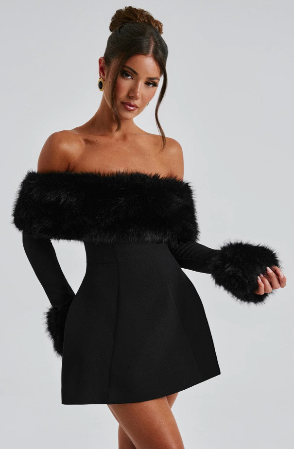 Maison Élise Aliah Fur Dress