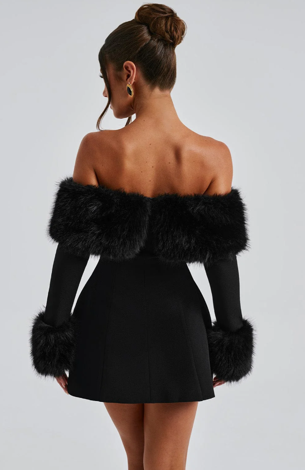 Maison Élise Aliah Fur Dress