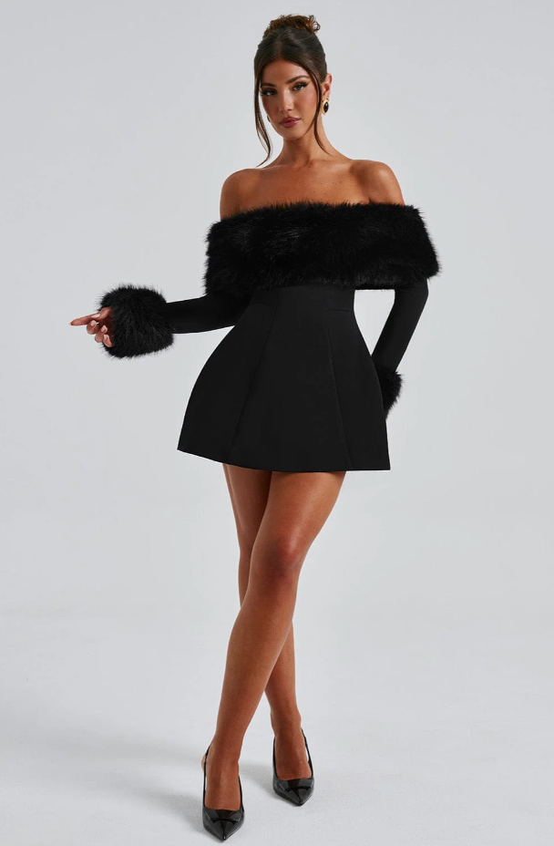 Maison Élise Aliah Fur Dress