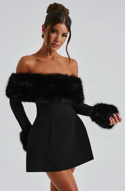 Maison Élise Aliah Fur Dress